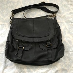 The Sak black leather messenger